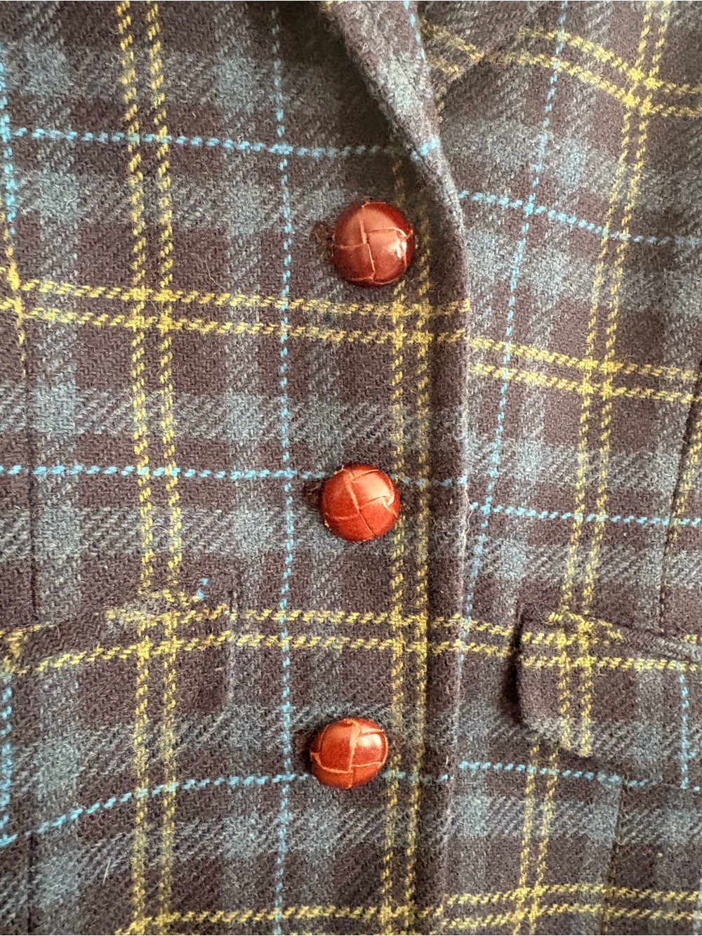 L.L. Bean Women’s Plaid Blazer with Yellow & Blue Windowpane
